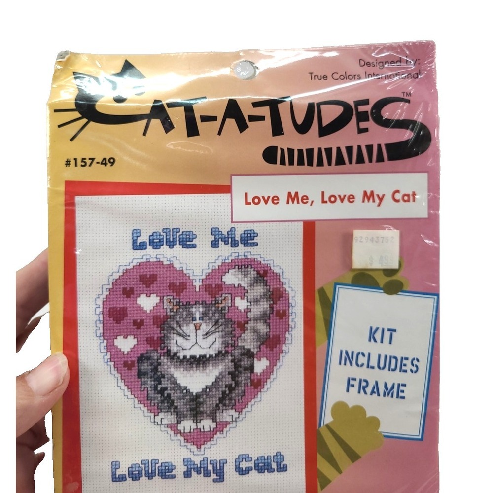 Vtg 1996 Janlynn Cat-A'Tudes Live Me Love My Cat Cross Stitch Kit 1996 - Picture 4 of 6